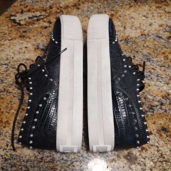 Stylish Ash Krush Black Snakeskin Crocodile Style Studded Sneakers Sz 38 US 7.5 - Picture 8 of 13